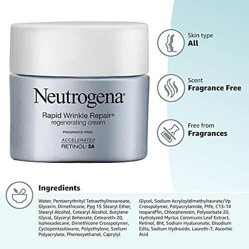 Neutrogena Rapid Wrinkle Repair, Retinol Face Moisturizer, Daily Anti-Aging Neck & Face Cream with Hyaluronic Acid, Retinol Cream Neutrogena