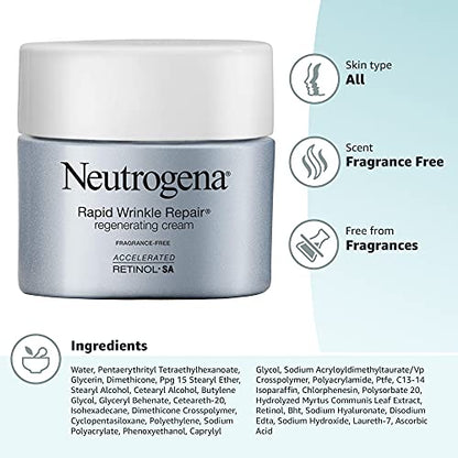 Neutrogena Rapid Wrinkle Repair, Retinol Face Moisturizer, Daily Anti-Aging Neck & Face Cream with Hyaluronic Acid, Retinol Cream Neutrogena