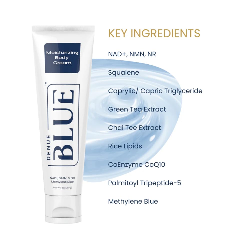 Renue Blue Methylene Blue Moisturizing Body Cream – Liposomal NAD+ Complex with Antioxidants, Peptides, and Botanical Extracts for Hydrated, Healthier‑Looking Skin Renue By Science buy australia supplements