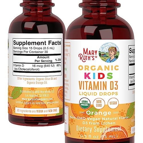 MaryRuth Organics USDA Organic Vitamin D3 Liquid Drops for Kids | 640 IU Vitamin D3 Per Serving | Kids Immune Support & Bone Health Supplement | Formulated for Ages 4-13 | 0.5oz | 30 Servings MARYRUTH'S buy australia supplements