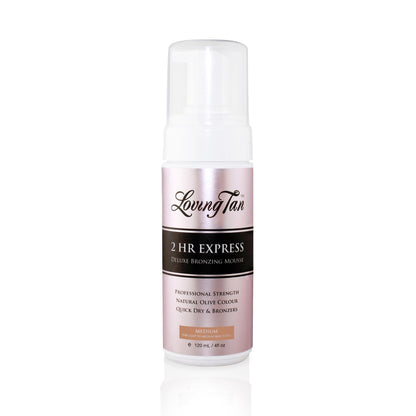Loving Tan 2 HR Express Self Tanning Mousse, Medium - Streak Free, Natural, Professional Quality - 5+ Sunless Self Tanner Applications per Bottle Loving Tan
