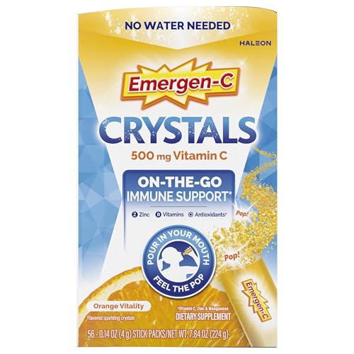 Emergen-C Crystals, On-the-Go Emergen-C Immune Support Supplement with Vitamin C, B Vitamins, Zinc and Manganese Emergen-C