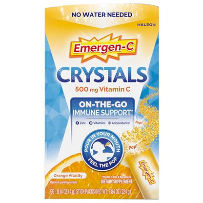 Emergen-C Crystals, On-the-Go Emergen-C Immune Support Supplement with Vitamin C, B Vitamins, Zinc and Manganese Emergen-C