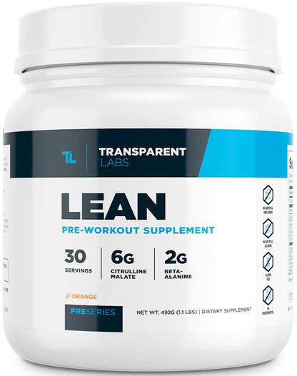 Transparent Labs Lean Pre-Workout - Body Recomposition Pre Workout for Men and Women with Acetyl L-Carnitine, Beta Alanine Powder, & PurCaf Organic Caffeine Powder - 30 Servings, Strawberry Lemonade