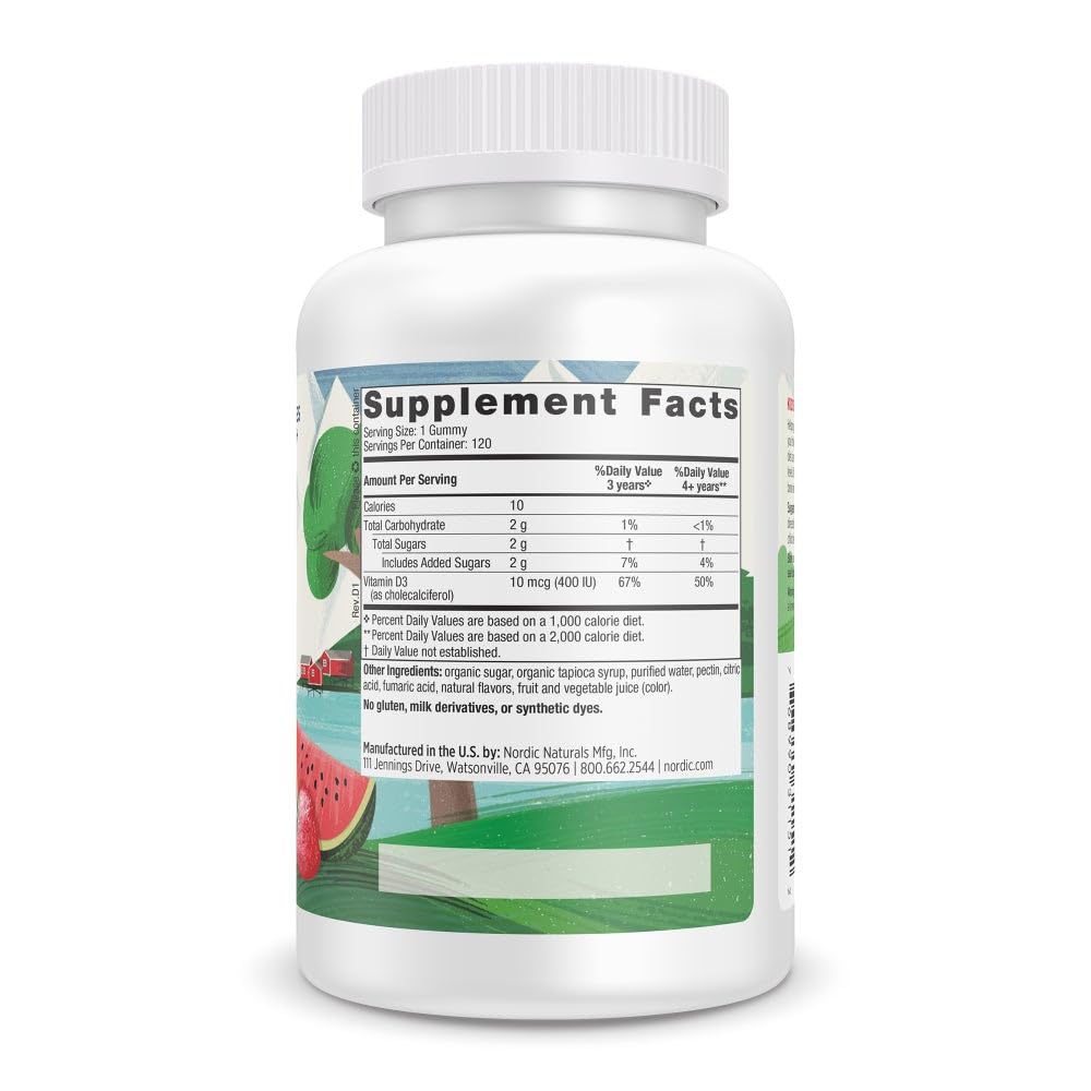 Nordic Naturals Vitamin D3 Gummies Kids, Wild Watermelon Splash - 120 Gummies - 400 IU Vitamin D3 - Bone Health, Healthy Immunity - Non-GMO, Vegetarian - 120 Servings Nordic Naturals buy australia supplements