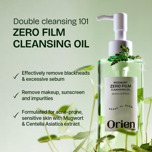 Orien Mugwort Zero Film Cleansing Oil 6.76 fl.oz. 200ml ㅣDaily Makeup Blackhead Removal No pore clogging Korean skincare double cleansing Orien