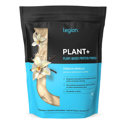 LEGION Plant+ Vegan Protein Powder, Chocolate - Rice and Pea, Plant Based Protein Blend. Gluten Free, GMO Free, Naturally Sweetened and Flavored, 20 Servings, (Chocolate)