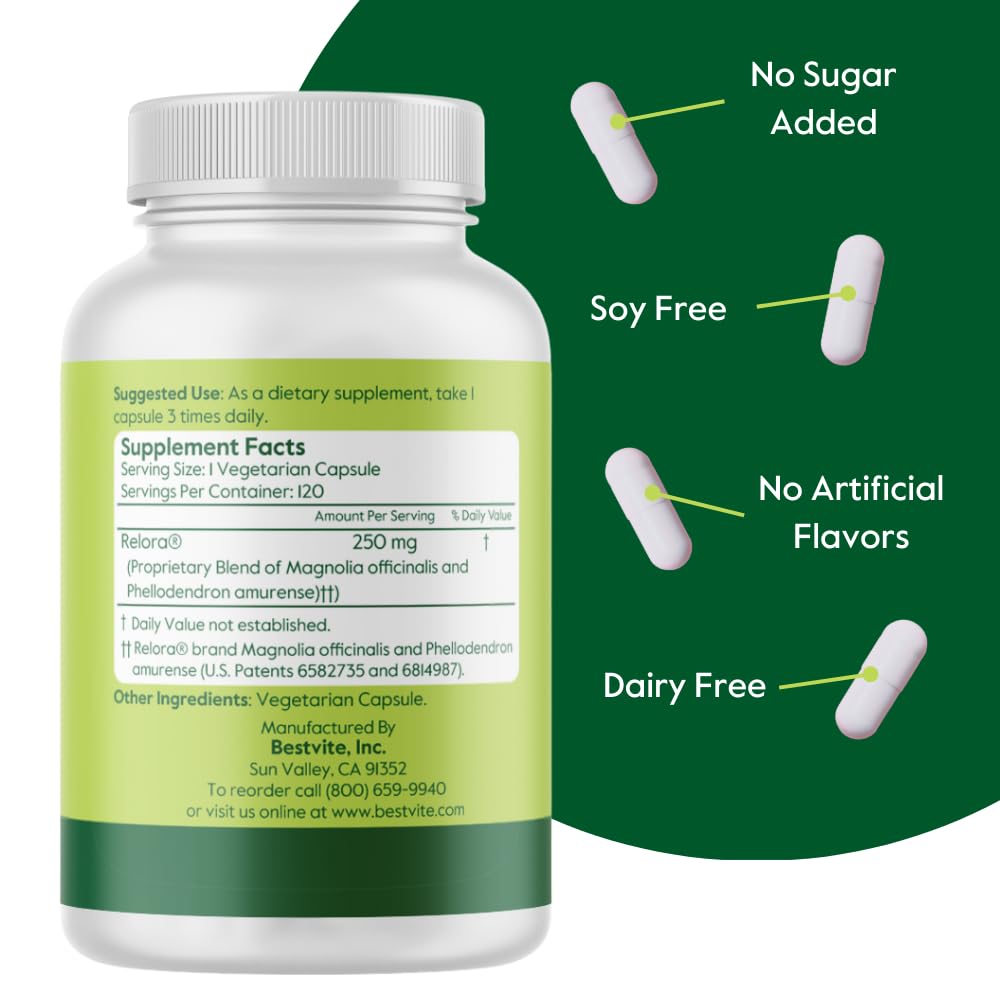 BESTVITE Filler-Free Relora 250mg (240 Vegetarian Capsules) (120 x 2) – Clinically Researched – No Stearates – Vegan – No Fillers – Supports the Management of Occasional Stress* BESTVITE buy australia supplements