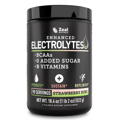 Zeal Electrolyte Powder - 90 Servings | Keto Electrolytes Powder | Zero Sugar, BCAAs, B-Vitamins | Potassium, Zinc, Magnesium Zeal Naturals