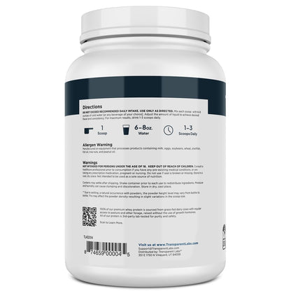 Transparent Labs Grass-Fed Whey Protein Isolate - Naturally Flavored, Gluten Free Whey Protein Powder with 28g of Protein per Serving & 9 Amino Acids - 30 Servings, French Vanilla