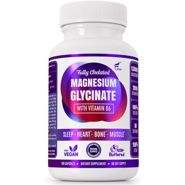 Folona Magnesium Glycinate with Vitamin B6 Research Proven to Enhance Absorption, 1350mg Fully Chelated - Supports Sleep, Stress Relief, Energy, Muscle Cramps - Gluten Free, NonGMO, 180 Vegan Capsules FOLONA buy australia supplements