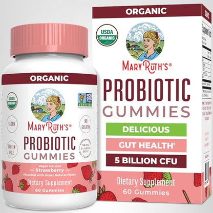 MARYRUTH'S USDA Organic Probiotic Gummies Probiotic Digestive Support | Immune Support | Digestive & Gut Health Supplement | 5 Billion CFU MARYRUTH'S