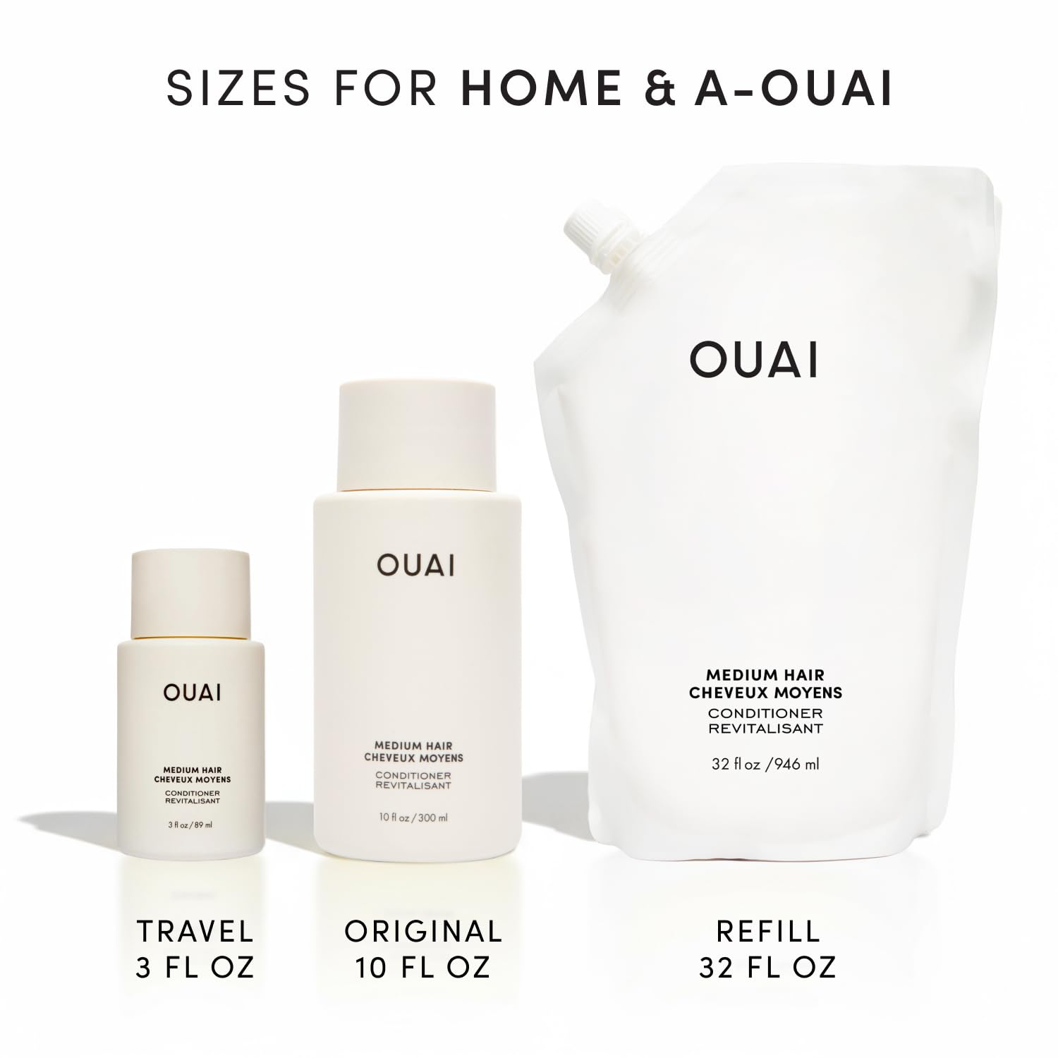 OUAI Medium Conditioner Refill - Hydrating Hair Conditioner with Coconut Oil, Babassu Oil, and Keratin - Strengthens, Repairs and Adds Shine - Paraben and Phthalate Free Hair Care Products (32 Oz) OUAI buy australia supplements