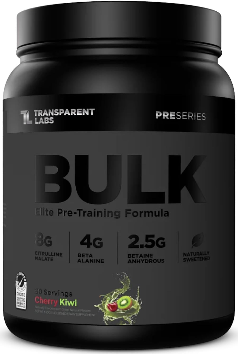 Transparent Labs Bulk Pre Workout Powder for Muscle Building and Strength - 30 Servings, Blue Raspberry & Bulk Black Pre Workout with Beta Alanine - 30 Servings, Cherry Kiwi