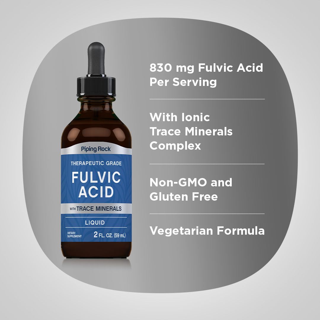 Piping Rock Liquid Fulvic Acid Drops | 2 fl oz | with Trace Minerals | Ionic Supplement | Vegetarian, Non-GMO & Gluten Free Piping Rock