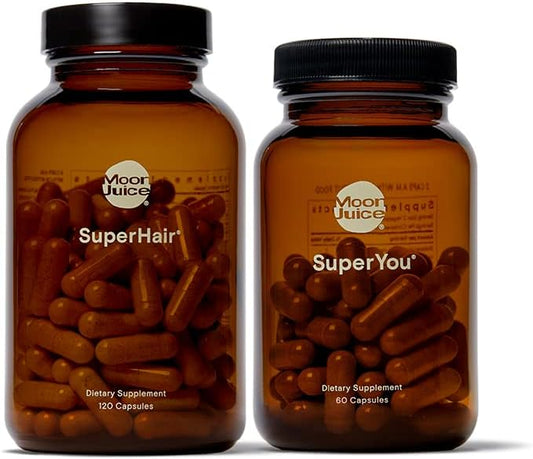 Moon Juice 1 SuperYou & 1 SuperHair | SuperYou Adaptogen Supplement for Calm & SuperHair Multivitamin Supplement for Healthier, Thicker Hair | Improve Overall Hair Health