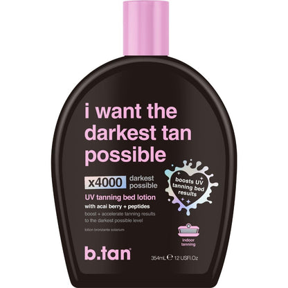 b.tan UV Tanning Bed Lotion - Extreme Dark Tinted Tan Accelerator B.TAN