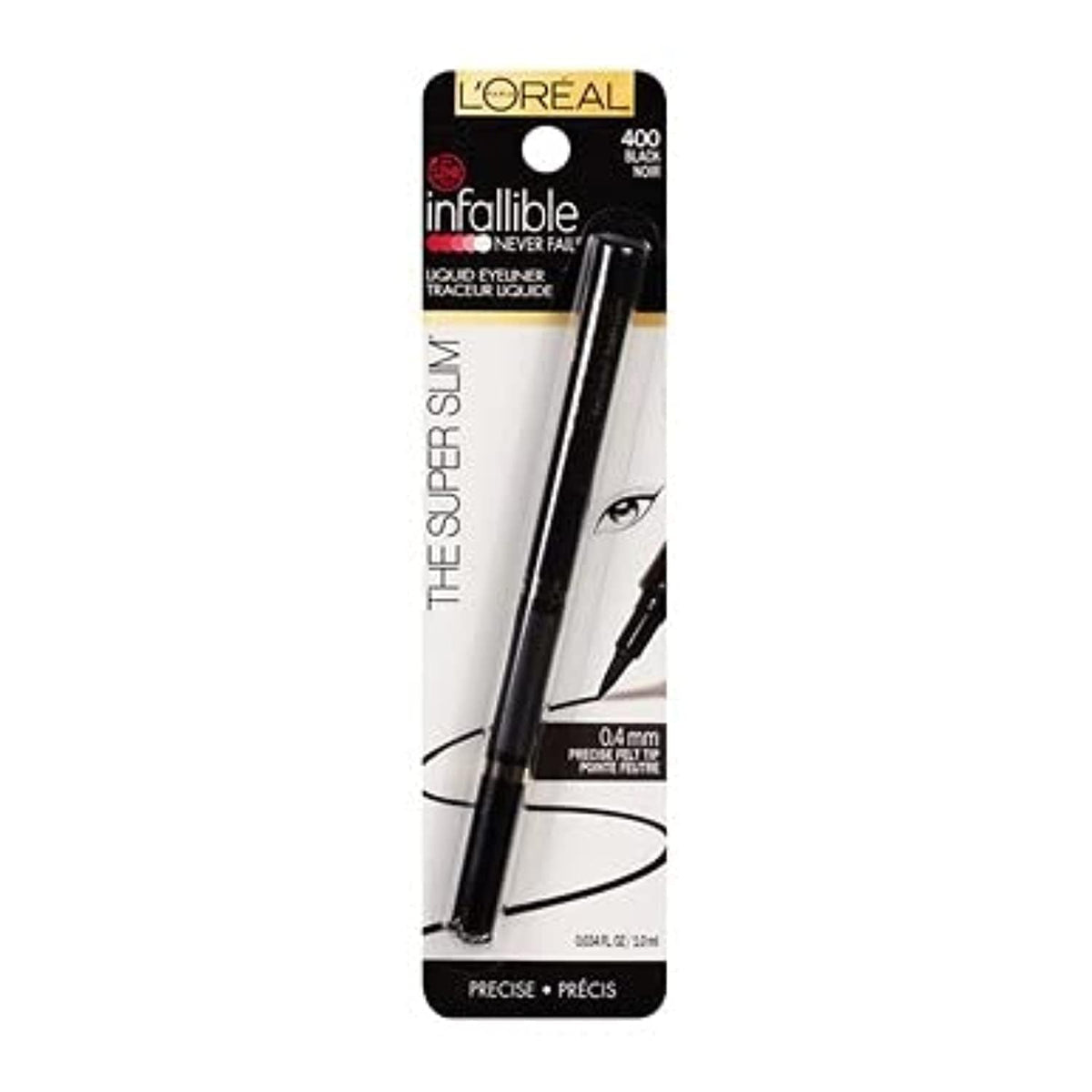 L'Oreal Paris Makeup Infallible Super Slim Long-Lasting Liquid Eyeliner, Ultra-Fine Felt Tip, Quick Drying Formula, Glides on Smoothly, Black, Pack of 1 L'Oreal Paris