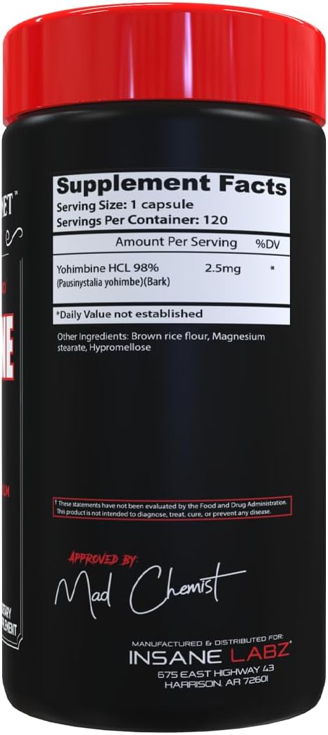 Insane Labz Yohimbine HCl 2.5mg, 120 Capsules