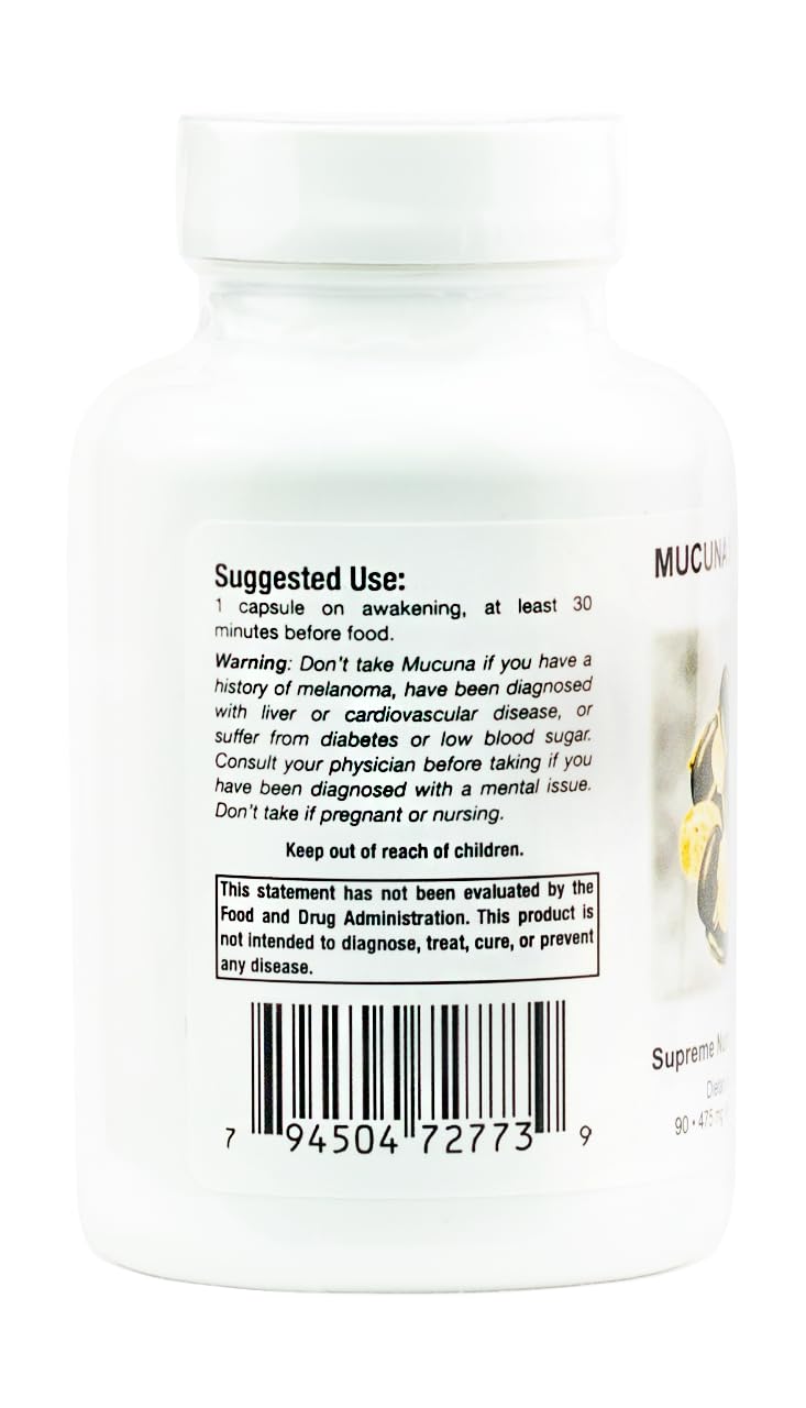 Supreme Nutrition Mucuna Supreme, 90 Pure Cowhage Vegetarian Capsules Supreme Nutrition Products