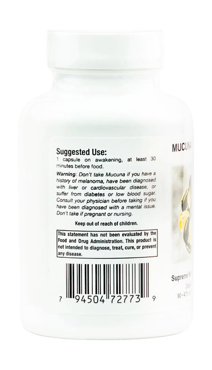 Supreme Nutrition Mucuna Supreme, 90 Pure Cowhage Vegetarian Capsules Supreme Nutrition Products