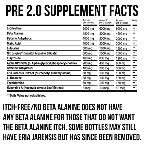 HTLT Pre-Workout Powder - 60 Servings, Non-Itch, No Beta Alanine (Grape Candy)
