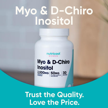 Nutricost Myo Inositol & D-Chiro Inositol for Women 2000mg, 120 Capsules, 2000mg Myo & 50mg D-Chiro Per Serving, 30 Servings Nutricost