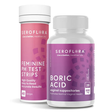Seroflora Boric Acid Vaginal Suppositories 600mg (28ct) & 40 pH Test Strips for Women Seroflora buy australia supplements