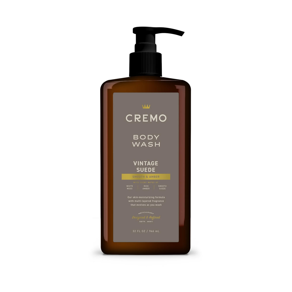 Cremo Body Wash for Men, Vintage Suede, 32 Fl Oz Cremo