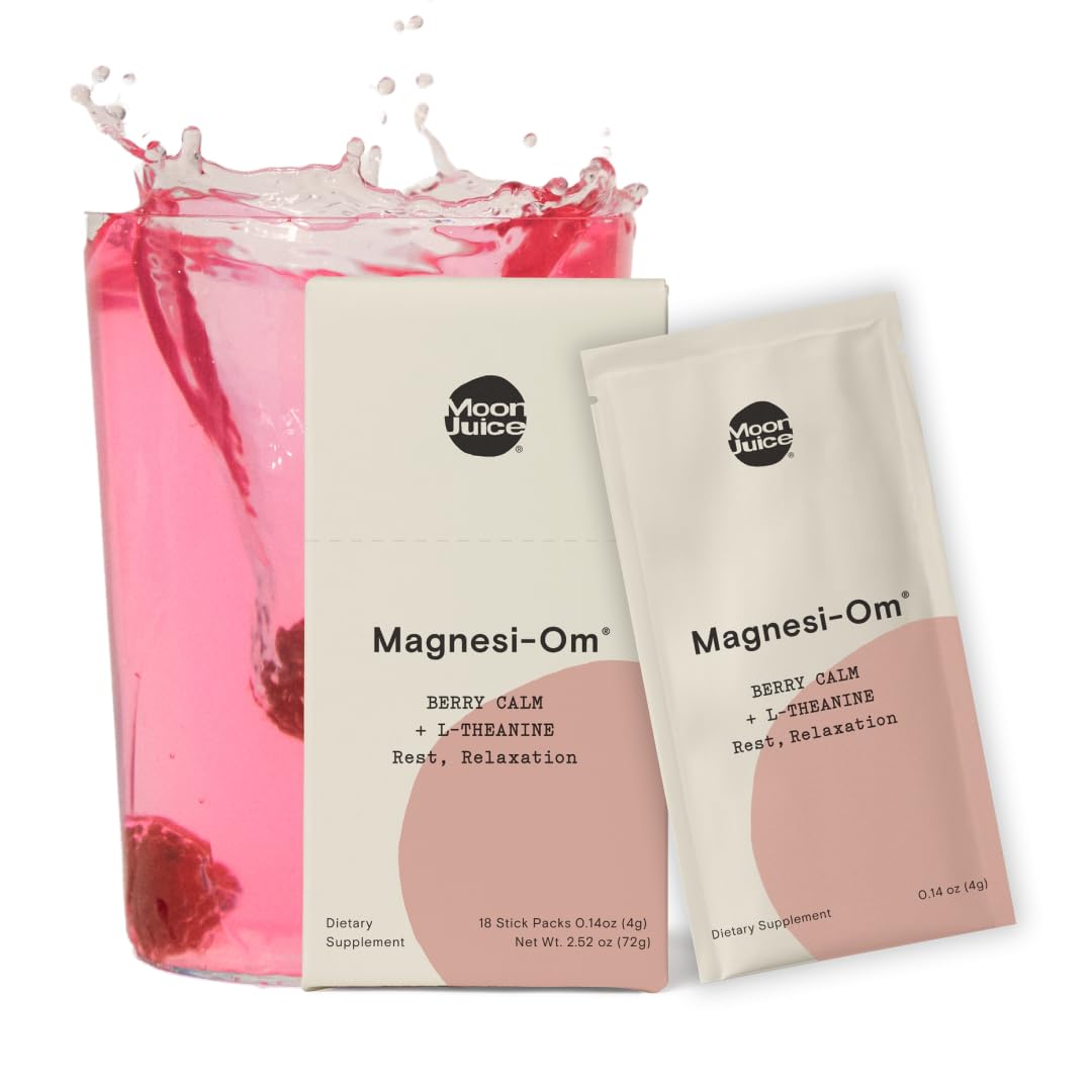 Moon Juice Magnesi-Om Magnesium Powder Supplement - Chelated Magnesium Complex + L-Theanine Blend for Rest, Relaxation & Regularity - Vegan, Non-GMO & No Sugar, Berry, 4.2 oz, 30 Servings