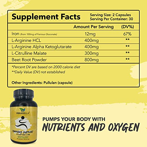 VeraWella - Runners Support Starting Line, Nitric Oxide Booster with L-Arginine, L Citrulline VeraWella buy australia supplements