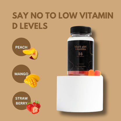 Black Girl Vitamins - Vitamin D3 Gummies, for Immune, Energy, and Bone Support, 2000IU (50mcg) Vitamin D per Serving Black Girl Vitamins