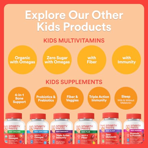 SmartyPants Kids Multivitamin Gummies with Omega 3 DHA/EPA, Vitamins D3, C, B12, B6, A, K, and Zinc, Gluten Free SmartyPants