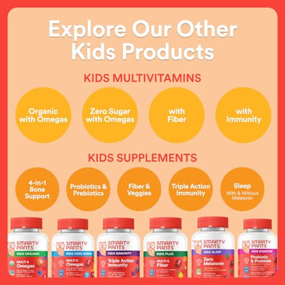 SmartyPants Kids Multivitamin Gummies with Omega 3 DHA/EPA, Vitamins D3, C, B12, B6, A, K, and Zinc, Gluten Free SmartyPants