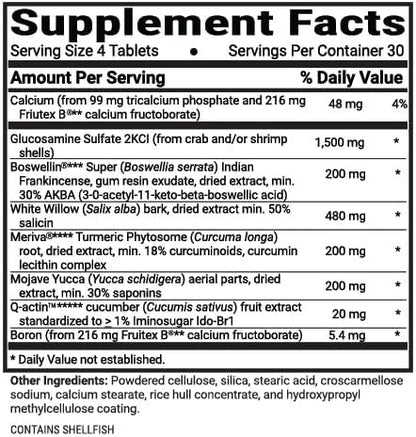 Advanced Bionutritionals Advanced Joint Support Supplement, Relieve Joint Discomfort, Calcium, Glucosamine, 5-Loxin, Manufactured in The USA, 120 Tablets