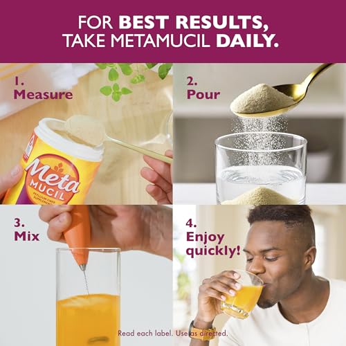 Metamucil 4-in-1 Psyllium Husk Friendly Fiber Supplement, Sugar-Free, 180 teaspoons, Orange Flavored, Daily Fiber Powder for Digestive Health Metamucil