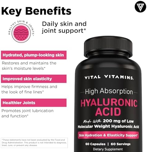 Vital Vitamins Pure Hyaluronic Acid 60 ct + Astaxanthin 60 ct Gsupps Australia
