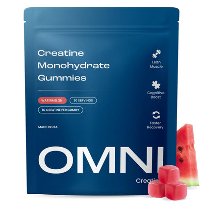 Creatine Monohydrate Gummies - Supports Muscle Growth, Recovery & Brain Function - Convenient & Easy to Take - Great Tasting Watermelon Flavor OMNI Creatine