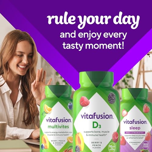 vitafusion Vitamin D3 Gummies, Bone and Immune Support, Peach, Blackberry, Strawberry Flavored Vitafusion