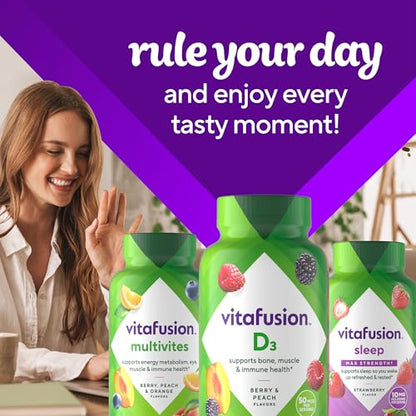 vitafusion Vitamin D3 Gummies, Bone and Immune Support, Peach, Blackberry, Strawberry Flavored Vitafusion