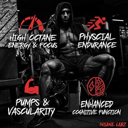 Insane Labz Psychotic Gold, High Stimulant Pre Workout Powder, Extreme Lasting Energy, Pumps and Endurance with Beta Alanine, DMAE Bitartrate, NO Booster (60 Servings, Gummy Candy)