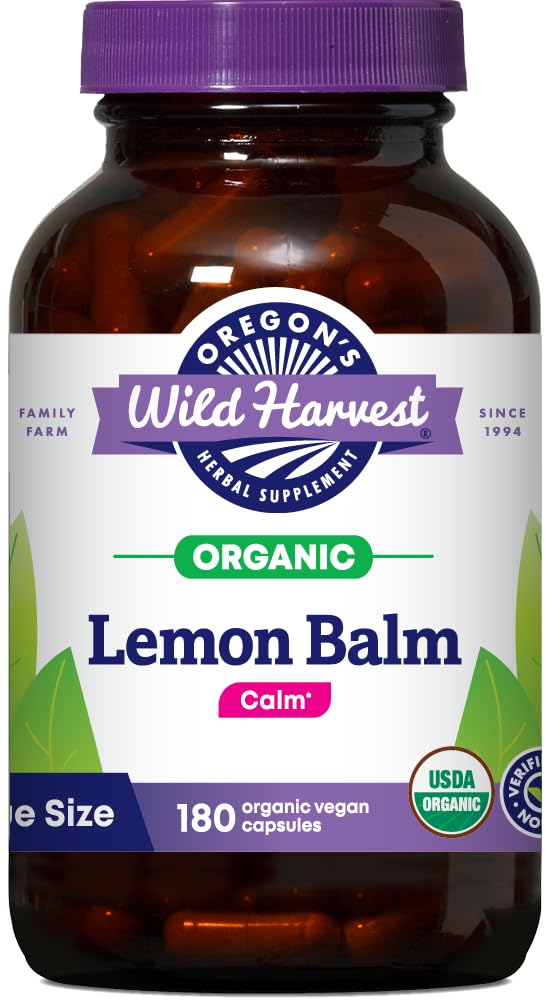 Oregon's Wild Harvest, Certified Organic Lemon Balm, Herbal Supplement Vegan Supplement, 1125 MGS, 90 Count… Gsupps Australia