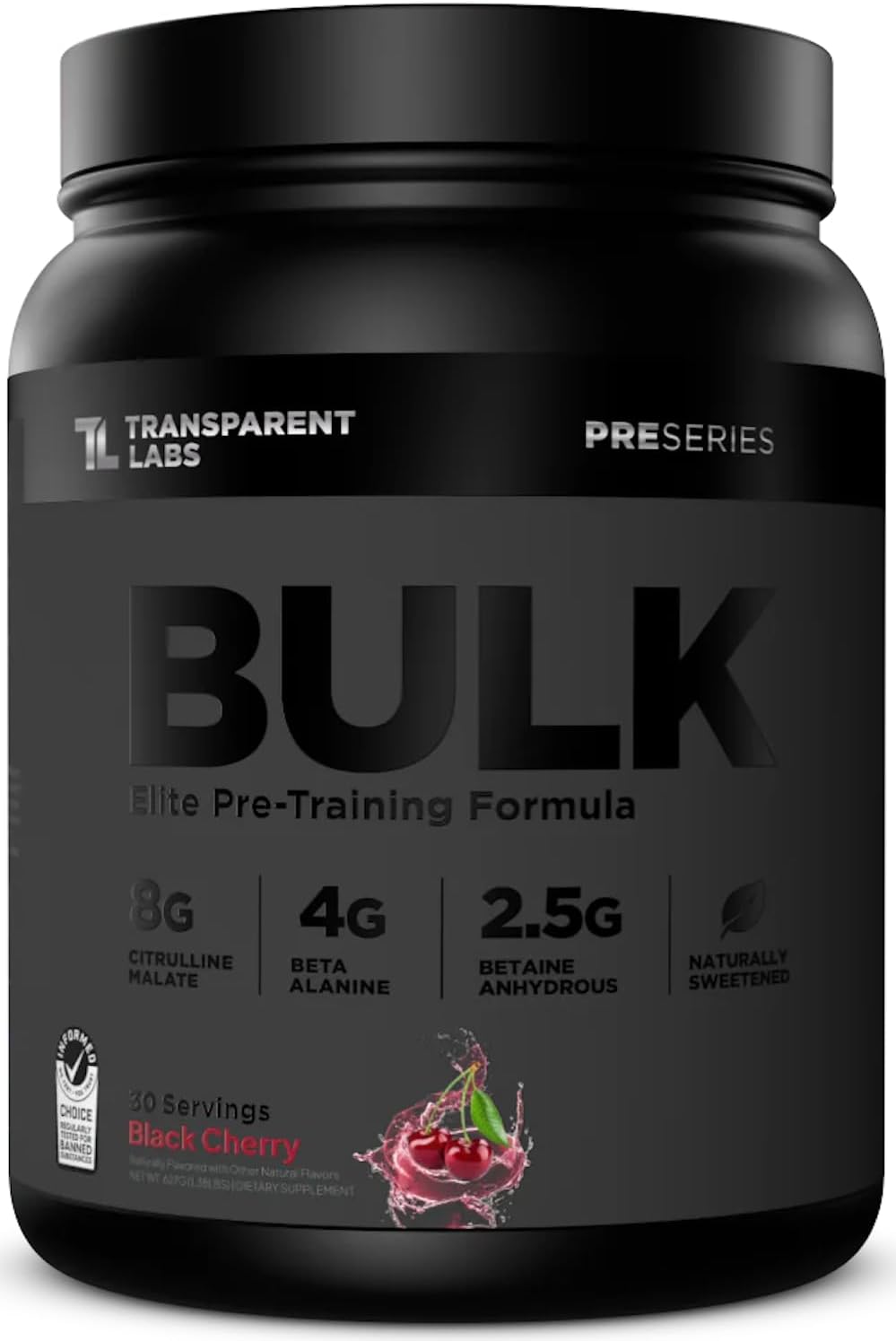 Transparent Labs Grass-Fed Whey Protein Isolate (30 Servings, Milk Chocolate) & Bulk Black Pre-Workout (30 Servings, Black Cherry)