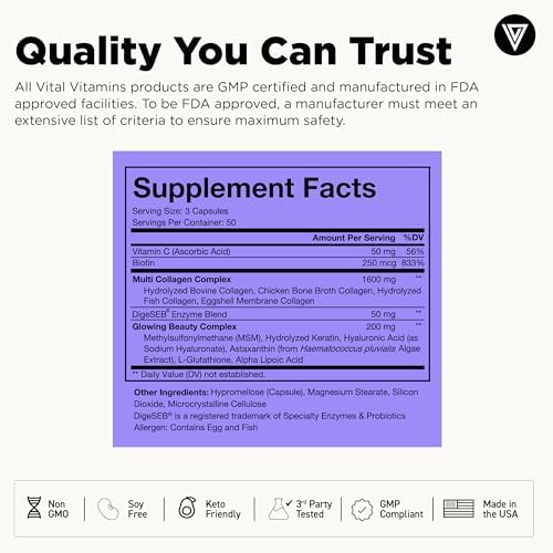Vital Vitamins Multi Collagen Complex Plus 150 ct + Creatine Monohydrate Capsules 120 ct Gsupps Australia