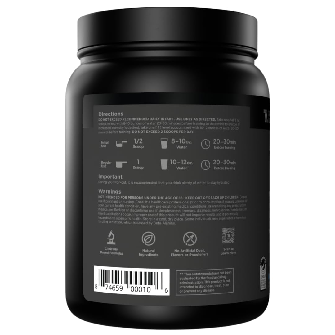 Transparent Labs Bulk Black Pre Workout - Clinically Dosed, Sugar Free Preworkout for Men and Women with Beta Alanine Powder, Citrulline Malate, & Caffeine - 30 Servings, Black Cherry