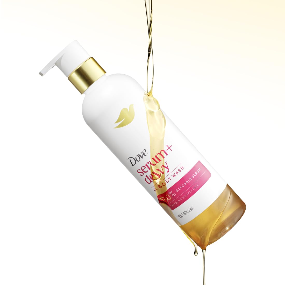 Dove Serum+ Dewy Shower Oil Body Wash, Coconut & Geranium Oil, 15.3 fl oz Dove