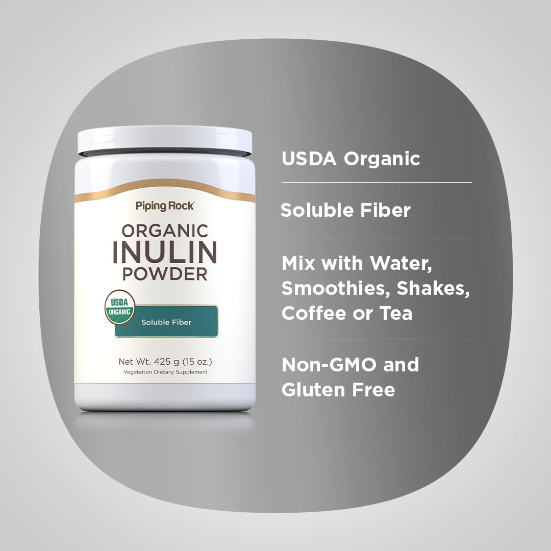 Piping Rock Organic Inulin Powder | 15 oz | Soluble Fiber Supplement | FOS Powder | Vegetarian, Non-GMO, Gluten Free Piping Rock buy australia supplements