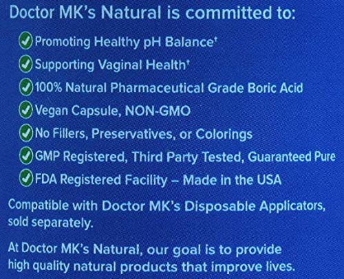 doctor MK's NATURAL Boric Acid Suppositories (600mg) for Healthy Feminine pH Support doctor MK's NATURAL buy australia supplements
