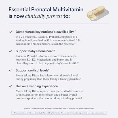 Ritual Prenatal Multivitamin and Vegan Omega 3 Supplement - Supports Mom and Baby During Pregnancy, Brain, Heart, and Eye Health - with Folate, Choline, Omega-3 DHA and EPA - Vegan - 30 Servings