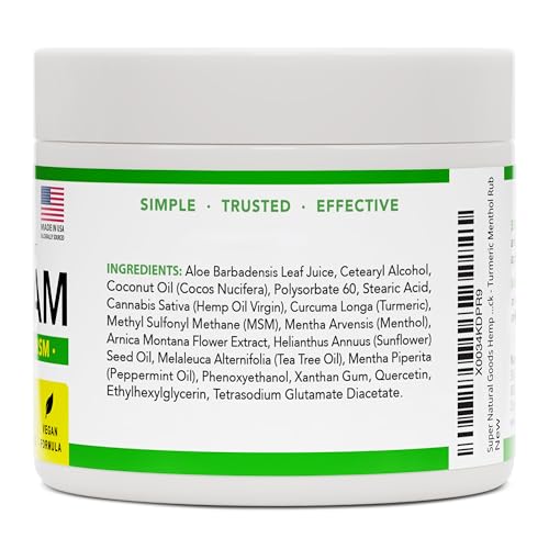 Super Natural Goods Hemp Cream with Hemp Oil, Turmeric, Arnica & Menthol – Botanical Cream with a Cooling Sensation for Localized Application (8oz) Super Natural Goods buy australia supplements